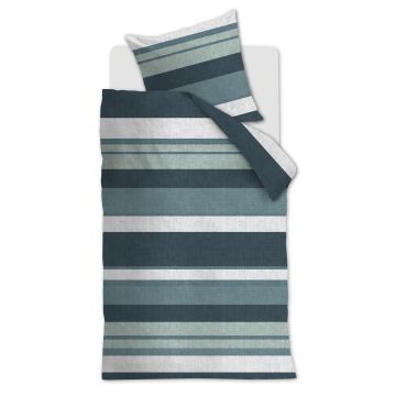 Ambiante Bettbezug Blau Streifenmuster Baumwolle