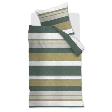 Ambiante Bettbezug Grün Streifenmuster Baumwolle