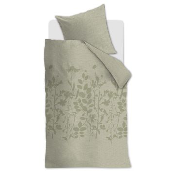 Bettwäsche-Set Hellgrün Geblümt Baumwolle